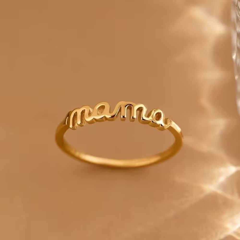 Mama Ring Gold Tone Statement Jewelry Gift for Mom Ring Size 7